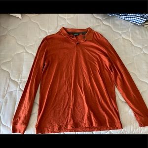 Orvis, orange long sleeve polo for men. NEVER BEEN WORN!!!
